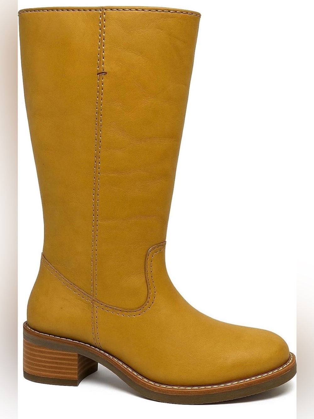 Frye CAMRYN Women's Mustard Yellow Leather Mid-Calf Boot 8.5 8 1/2 NEW NWT